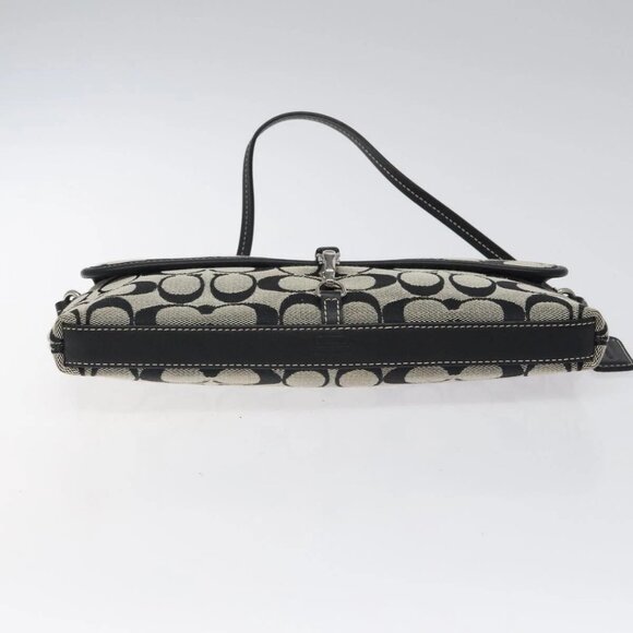 Coach Signature Hand Bag Canvas Gray Black Auth - Picture 5 of 16